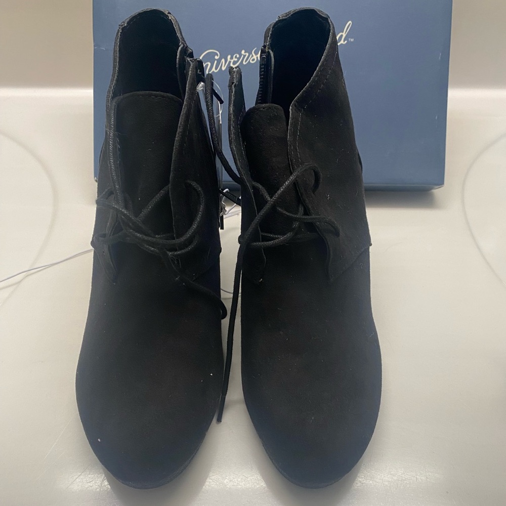 Universal Thread Women's Bessie Microsuede Wedge Booties Black Size 8